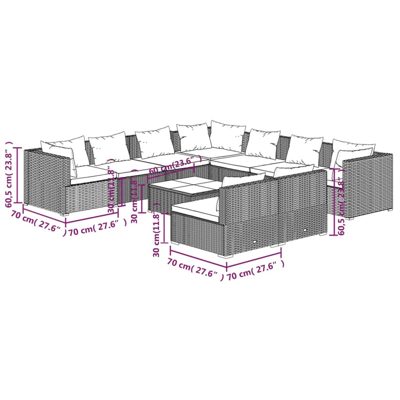 10 Piece Garden Lounge Set with Cushions Black Poly Rattan Payday Deals