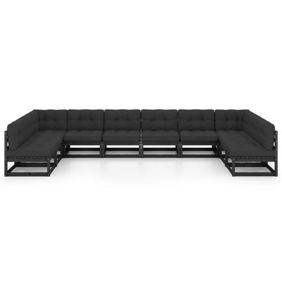 10 Piece Garden Lounge Set with Cushions Black Solid Pinewood Payday Deals