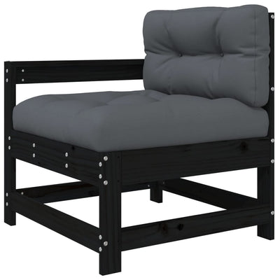 10 Piece Garden Lounge Set with Cushions Black Solid Wood Payday Deals