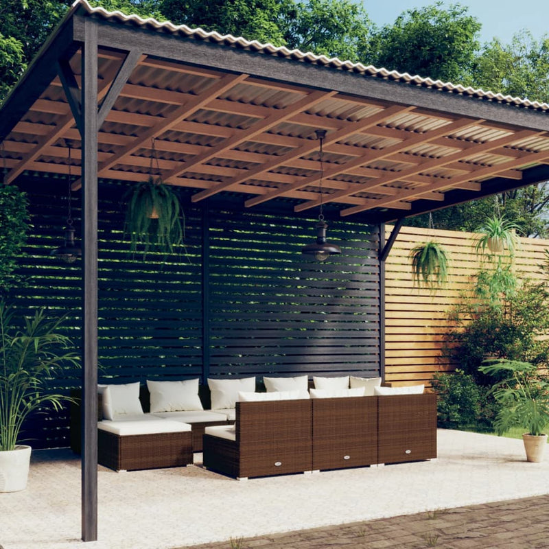 10 Piece Garden Lounge Set with Cushions Brown Poly Rattan Payday Deals