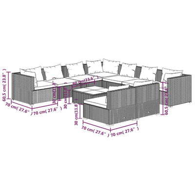 10 Piece Garden Lounge Set with Cushions Brown Poly Rattan Payday Deals