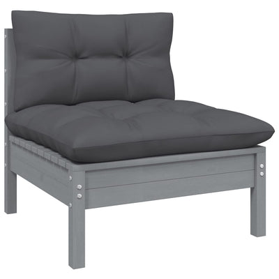 10 Piece Garden Lounge Set with Cushions Grey Pinewood Payday Deals