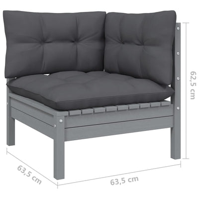 10 Piece Garden Lounge Set with Cushions Grey Pinewood Payday Deals