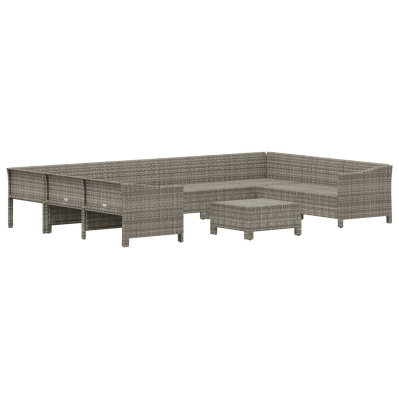 10 Piece Garden Lounge Set with Cushions Grey Poly Rattan Payday Deals
