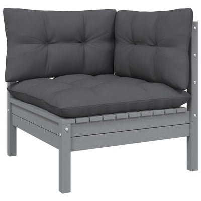 10 Piece Garden Lounge Set with Cushions Grey Solid Pinewood Payday Deals