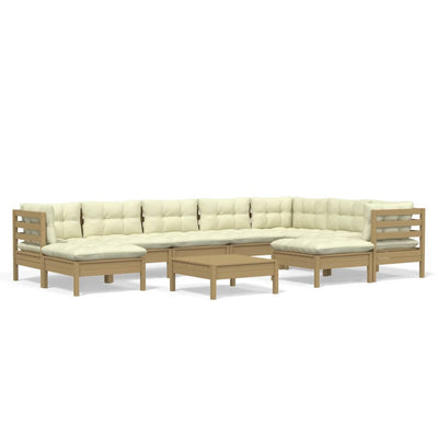 10 Piece Garden Lounge Set with Cushions Honey Brown Pinewood Payday Deals