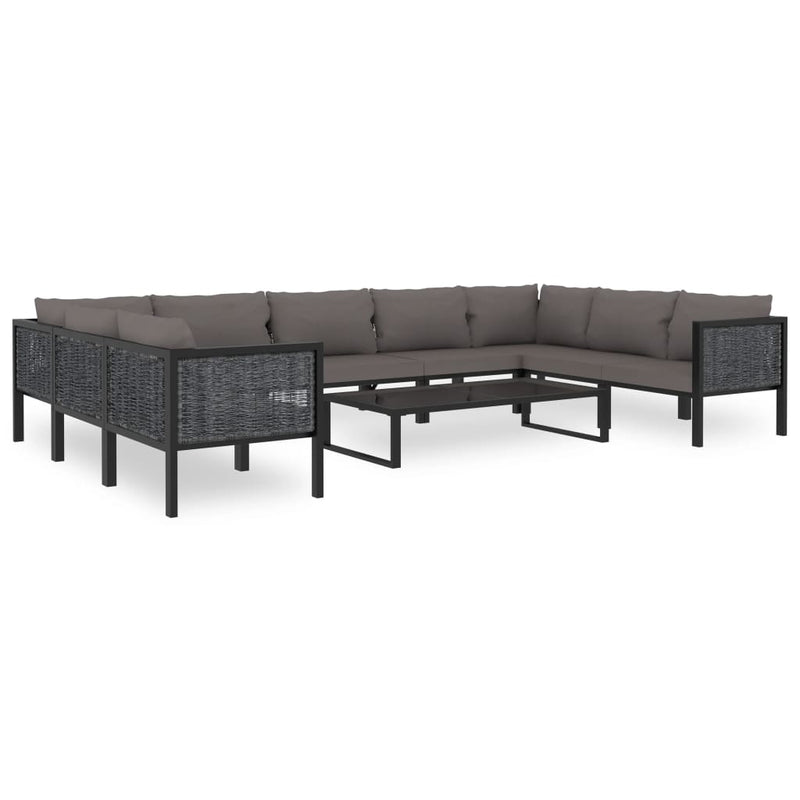 10 Piece Garden Lounge Set with Cushions Poly Rattan Anthracite Payday Deals