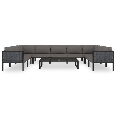 10 Piece Garden Lounge Set with Cushions Poly Rattan Anthracite Payday Deals