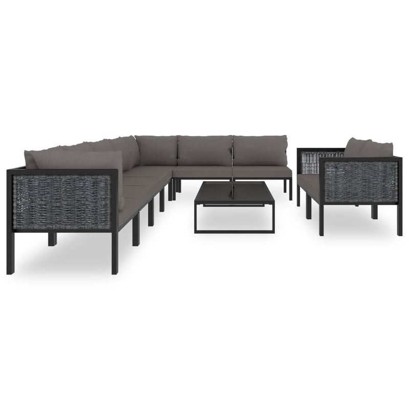 10 Piece Garden Lounge Set with Cushions Poly Rattan Anthracite Payday Deals