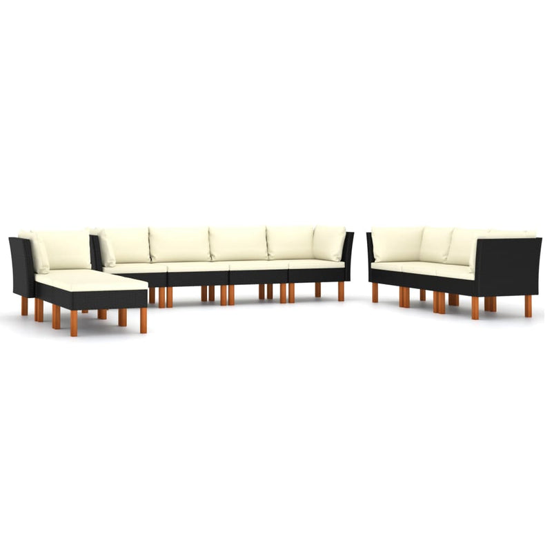 10 Piece Garden Lounge Set with Cushions Poly Rattan Black Payday Deals