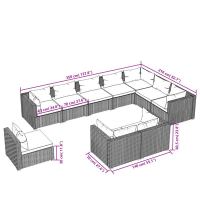 10 Piece Garden Lounge Set with Cushions Poly Rattan Black Payday Deals