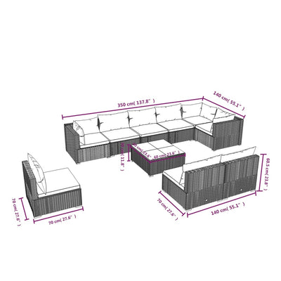 10 Piece Garden Lounge Set with Cushions Poly Rattan Black Payday Deals