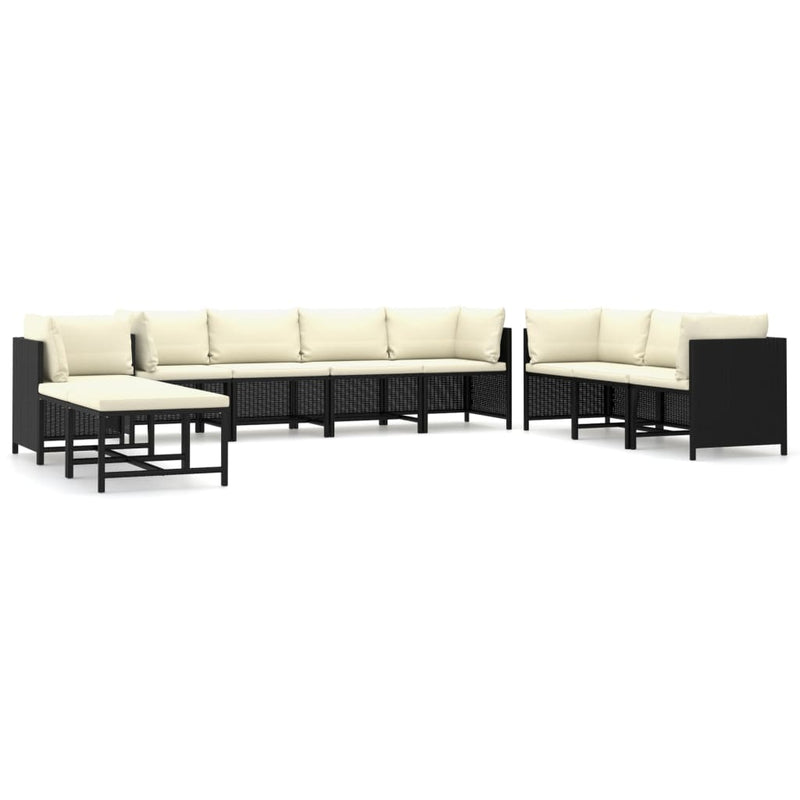 10 Piece Garden Lounge Set with Cushions Poly Rattan Black Payday Deals