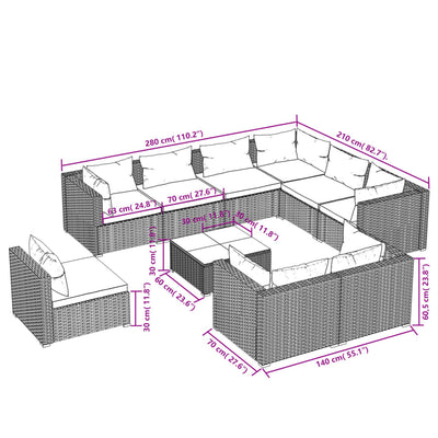 10 Piece Garden Lounge Set with Cushions Poly Rattan Black Payday Deals