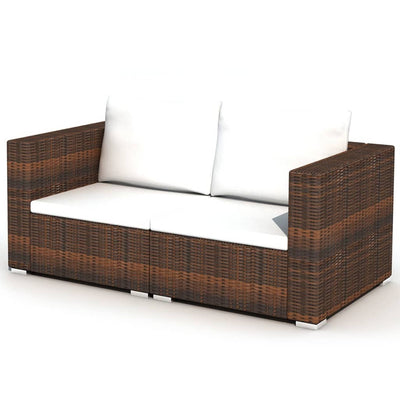 10 Piece Garden Lounge Set with Cushions Poly Rattan Brown Payday Deals