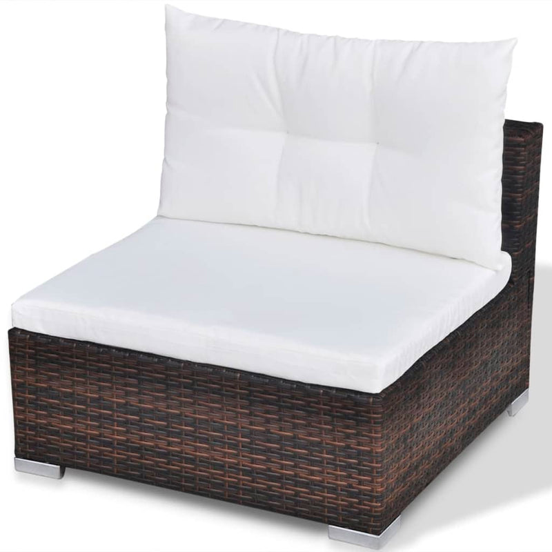 10 Piece Garden Lounge Set with Cushions Poly Rattan Brown Payday Deals