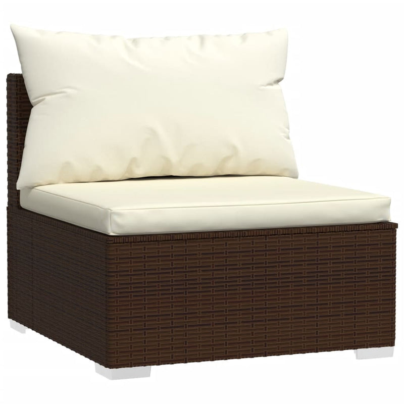 10 Piece Garden Lounge Set with Cushions Poly Rattan Brown Payday Deals