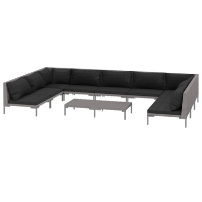 10 Piece Garden Lounge Set with Cushions Poly Rattan Dark Grey Payday Deals