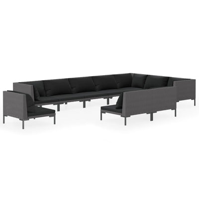 10 Piece Garden Lounge Set with Cushions Poly Rattan Dark Grey Payday Deals