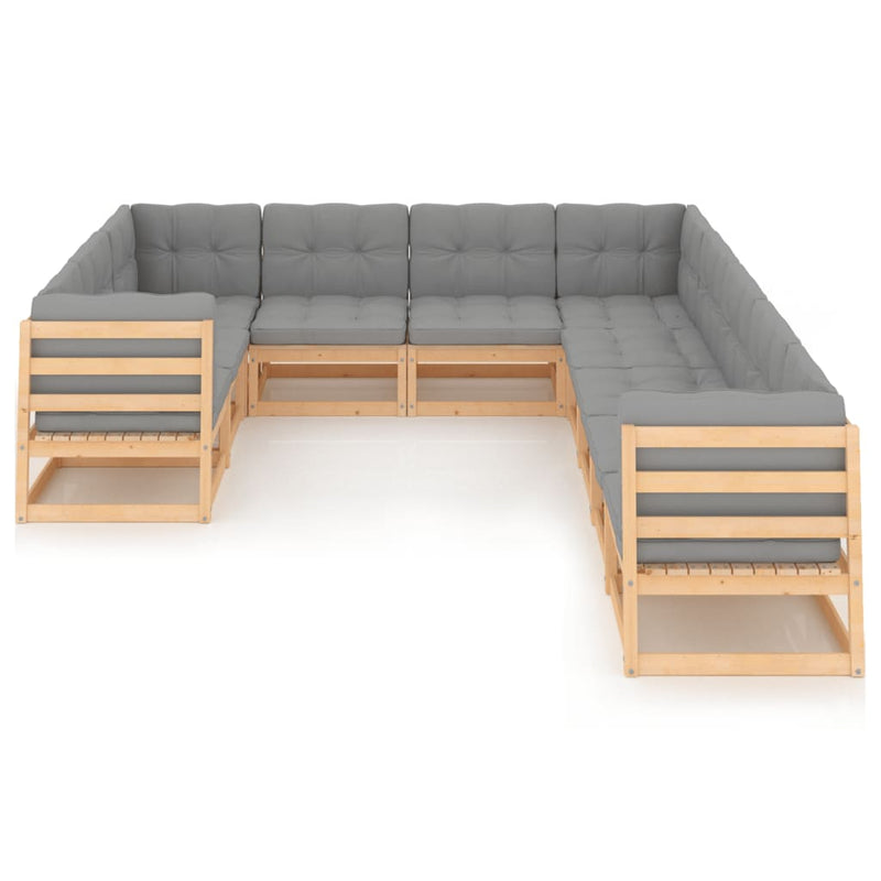 10 Piece Garden Lounge Set with Cushions Solid Pinewood Payday Deals