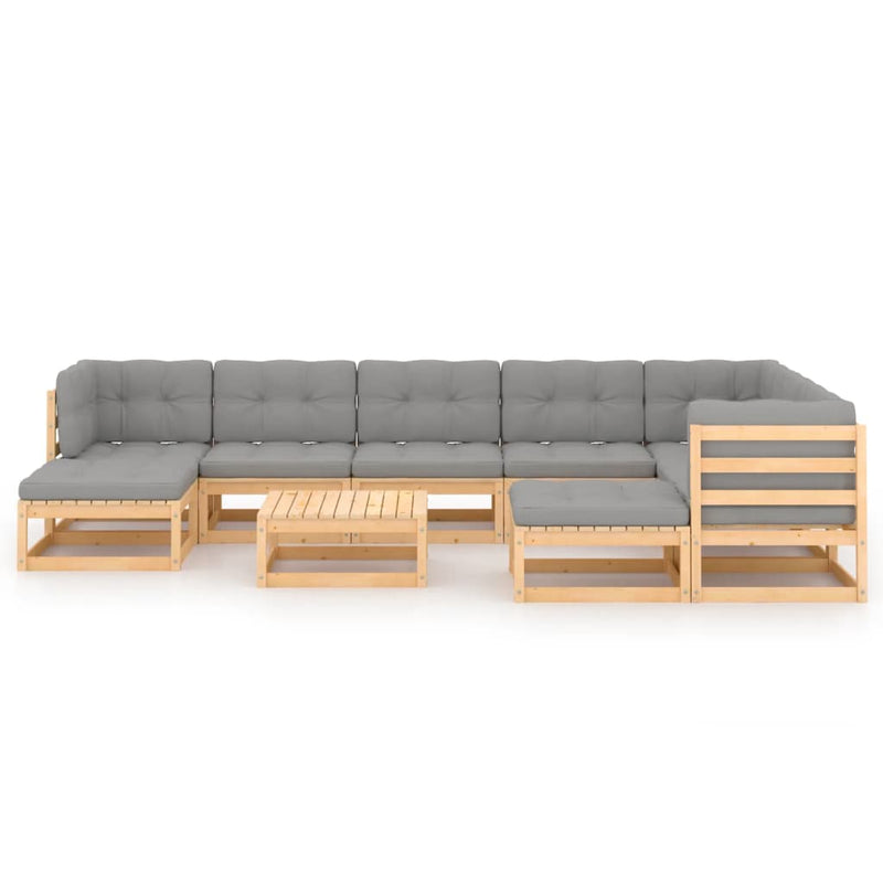 10 Piece Garden Lounge Set with Cushions Solid Pinewood Payday Deals