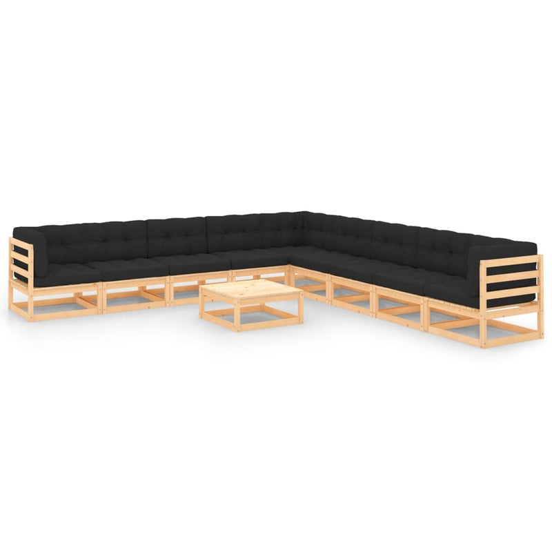 10 Piece Garden Lounge Set with Cushions Solid Pinewood Payday Deals