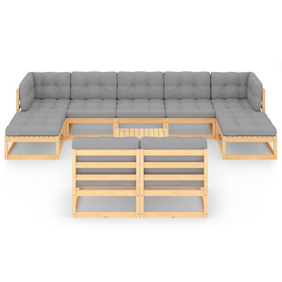10 Piece Garden Lounge Set with Cushions Solid Pinewood Payday Deals