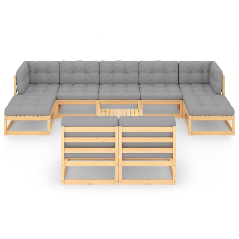 10 Piece Garden Lounge Set with Cushions Solid Pinewood Payday Deals
