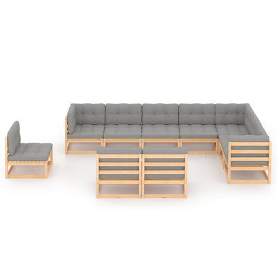 10 Piece Garden Lounge Set with Cushions Solid Pinewood Payday Deals