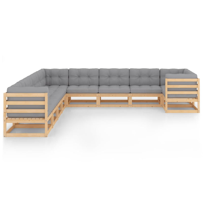 10 Piece Garden Lounge Set with Cushions Solid Pinewood Payday Deals