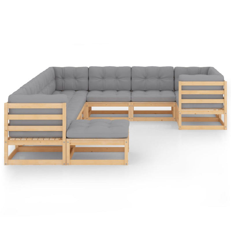 10 Piece Garden Lounge Set with Cushions Solid Pinewood Payday Deals
