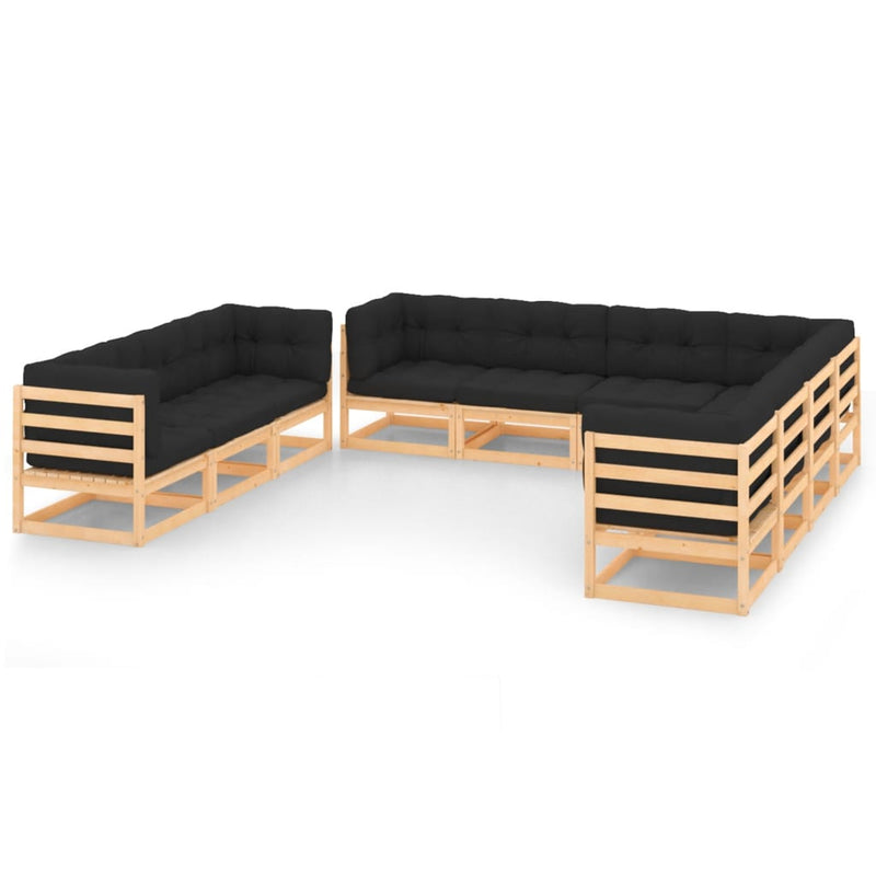 10 Piece Garden Lounge Set with Cushions Solid Pinewood Payday Deals
