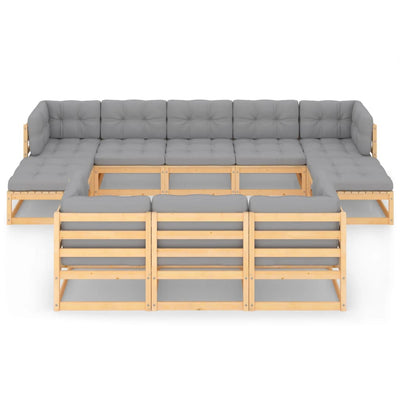 10 Piece Garden Lounge Set with Cushions Solid Pinewood Payday Deals