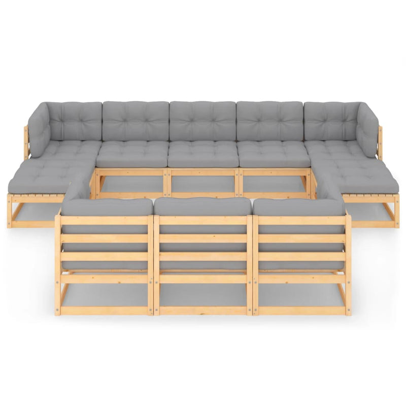 10 Piece Garden Lounge Set with Cushions Solid Pinewood Payday Deals