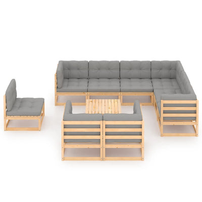 10 Piece Garden Lounge Set with Cushions Solid Pinewood Payday Deals