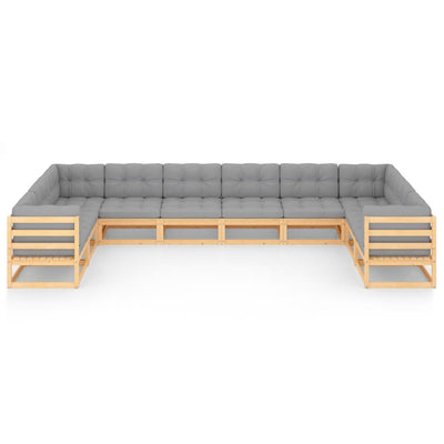 10 Piece Garden Lounge Set with Cushions Solid Pinewood Payday Deals