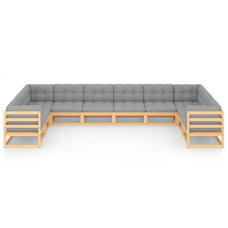 10 Piece Garden Lounge Set with Cushions Solid Pinewood Payday Deals