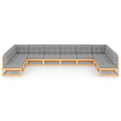 10 Piece Garden Lounge Set with Cushions Solid Pinewood Payday Deals