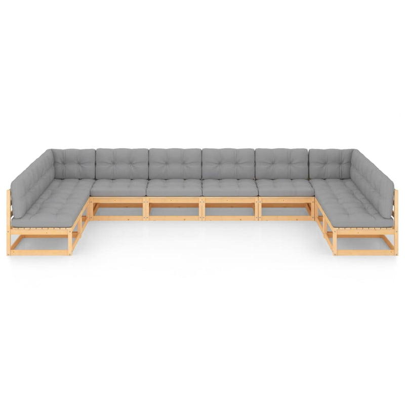 10 Piece Garden Lounge Set with Cushions Solid Pinewood Payday Deals