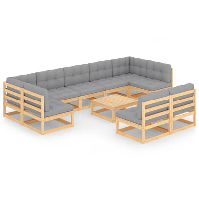 10 Piece Garden Lounge Set with Cushions Solid Pinewood Payday Deals