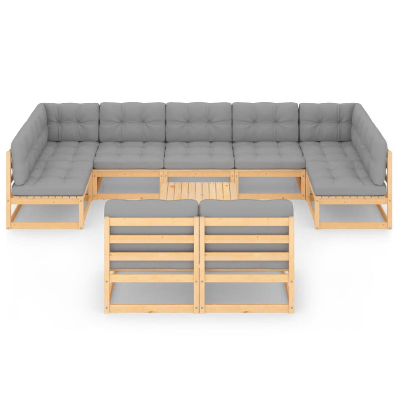 10 Piece Garden Lounge Set with Cushions Solid Pinewood Payday Deals