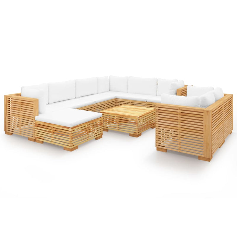 10 Piece Garden Lounge Set with Cushions Solid Teak Wood Payday Deals