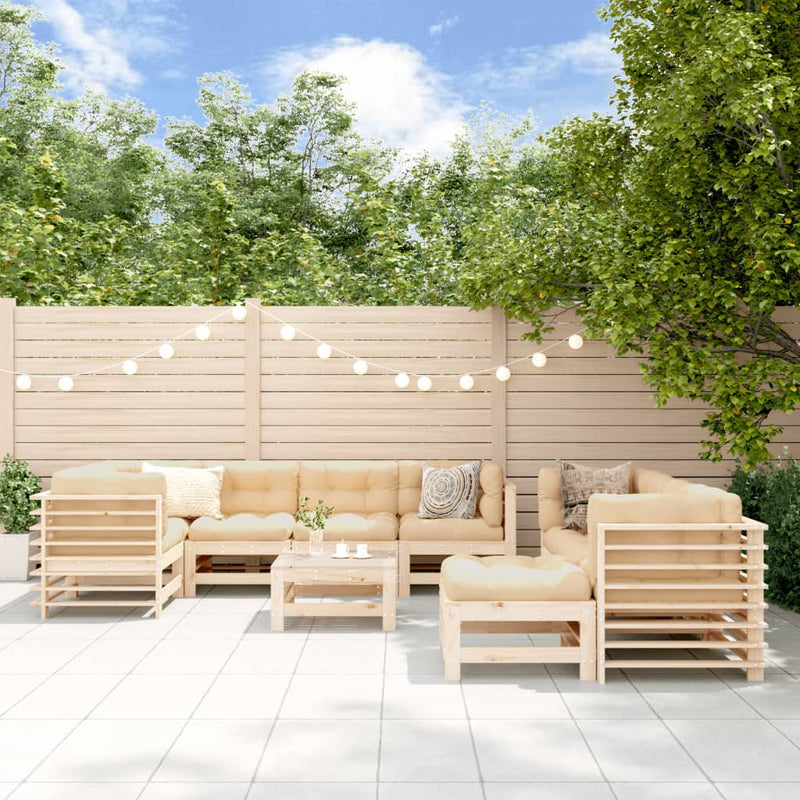 10 Piece Garden Lounge Set with Cushions Solid Wood Payday Deals