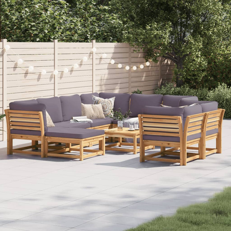 10 Piece Garden Lounge Set with Cushions Solid Wood Acacia Payday Deals