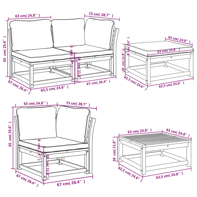 10 Piece Garden Lounge Set with Cushions Solid Wood Acacia Payday Deals