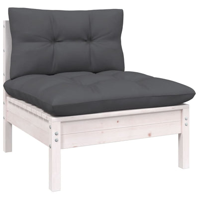 10 Piece Garden Lounge Set with Cushions White Pinewood Payday Deals