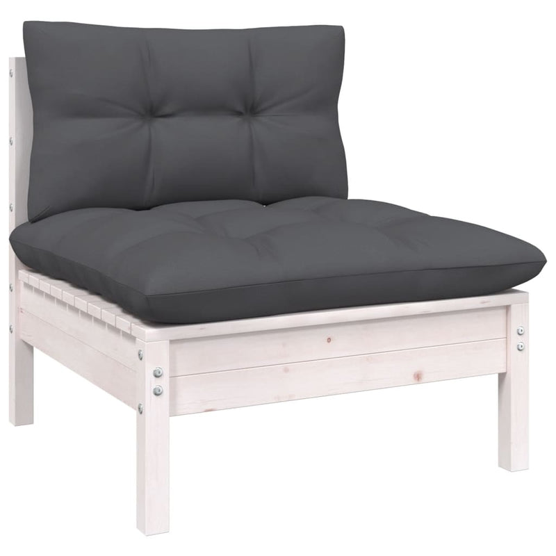 10 Piece Garden Lounge Set with Cushions White Pinewood Payday Deals