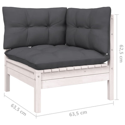 10 Piece Garden Lounge Set with Cushions White Pinewood Payday Deals