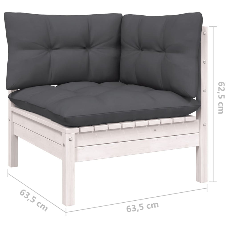 10 Piece Garden Lounge Set with Cushions White Pinewood Payday Deals