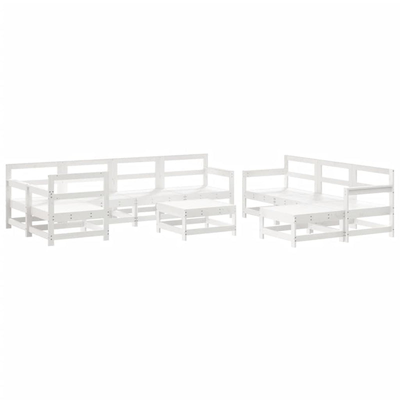 10 Piece Garden Lounge Set with Cushions White Solid Wood Payday Deals